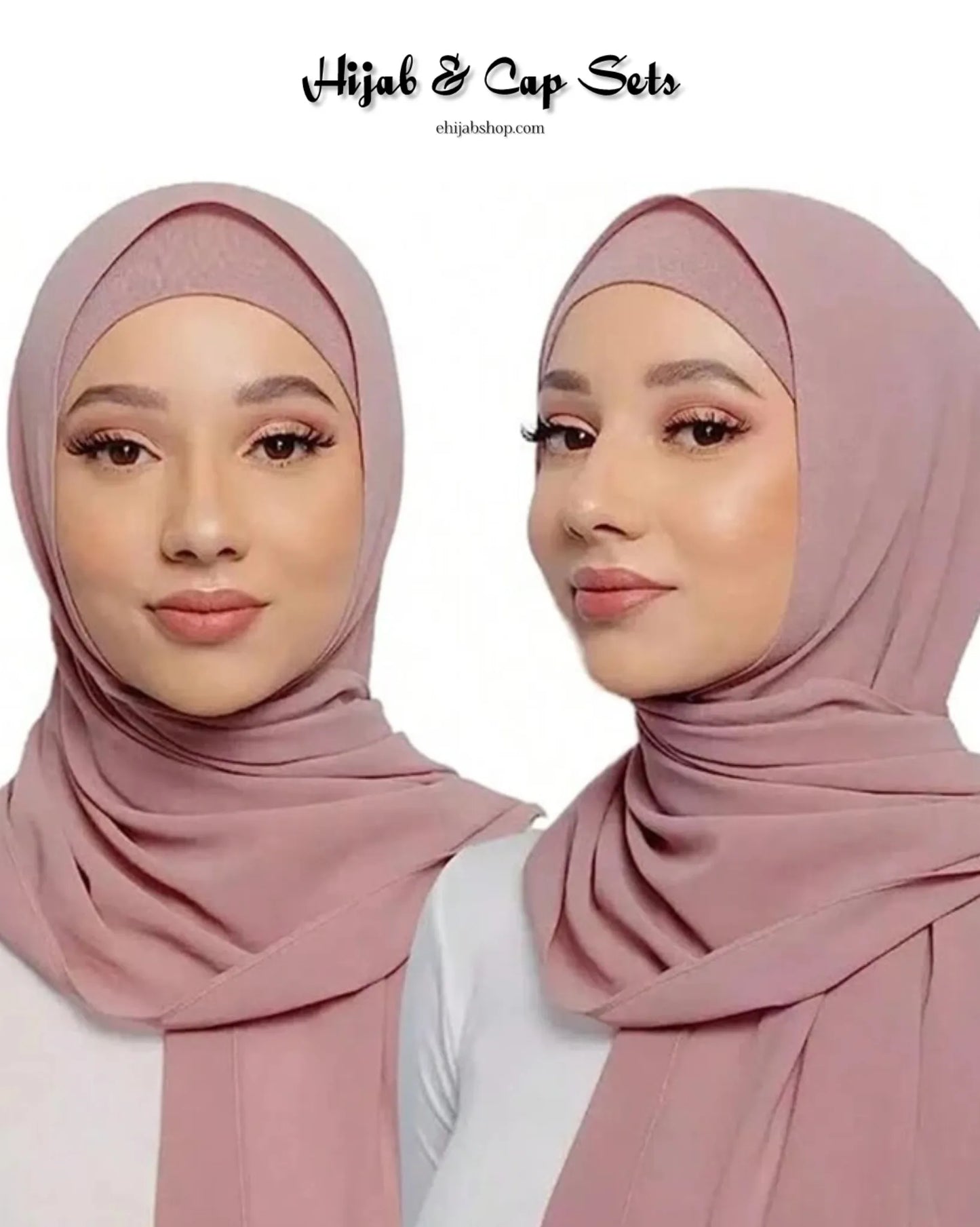 Matching Hijab & Cap Set – Lightweight Georgette Fabric