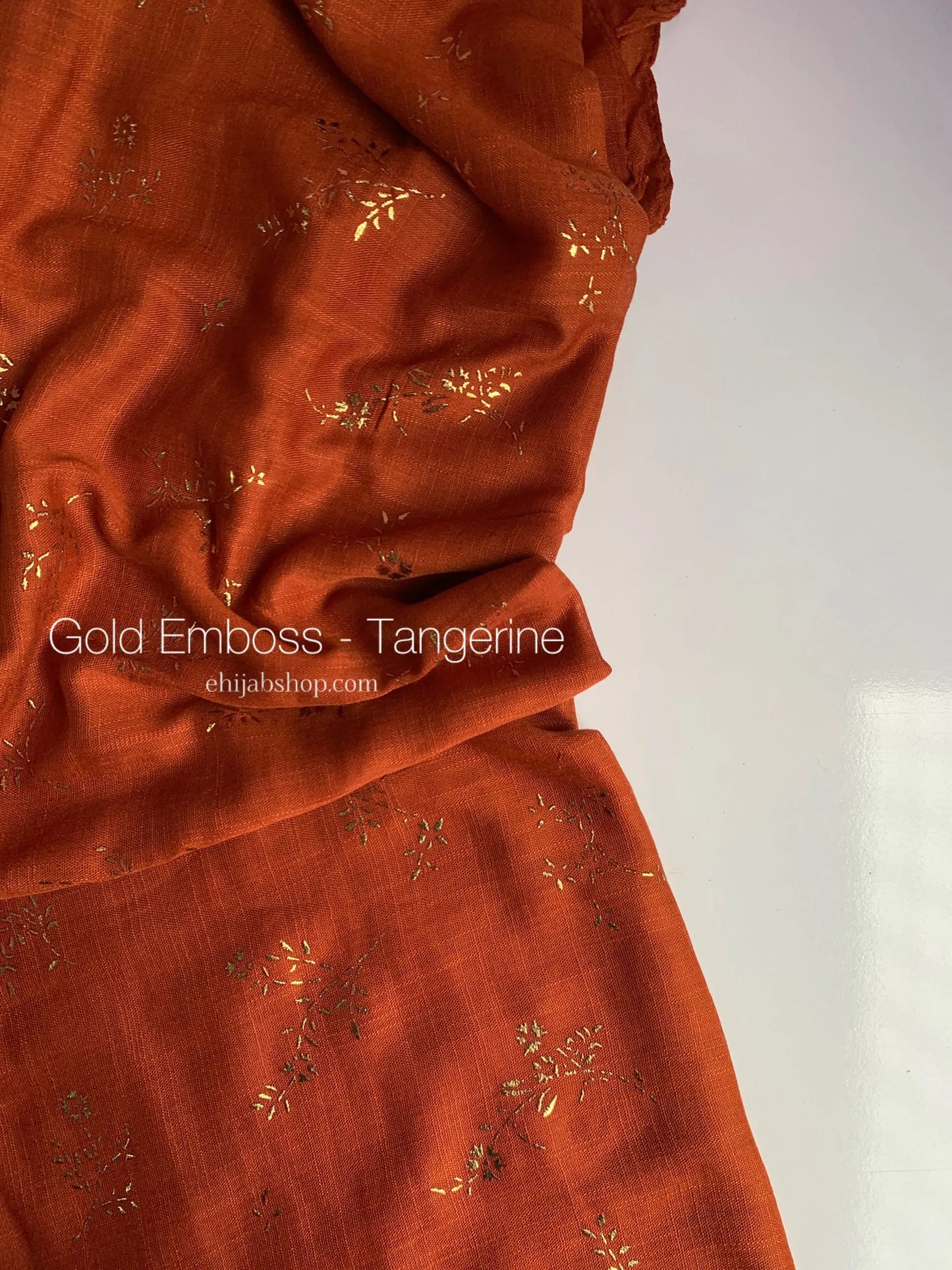 Tangerine | Gold Embossed Viscose Fabric