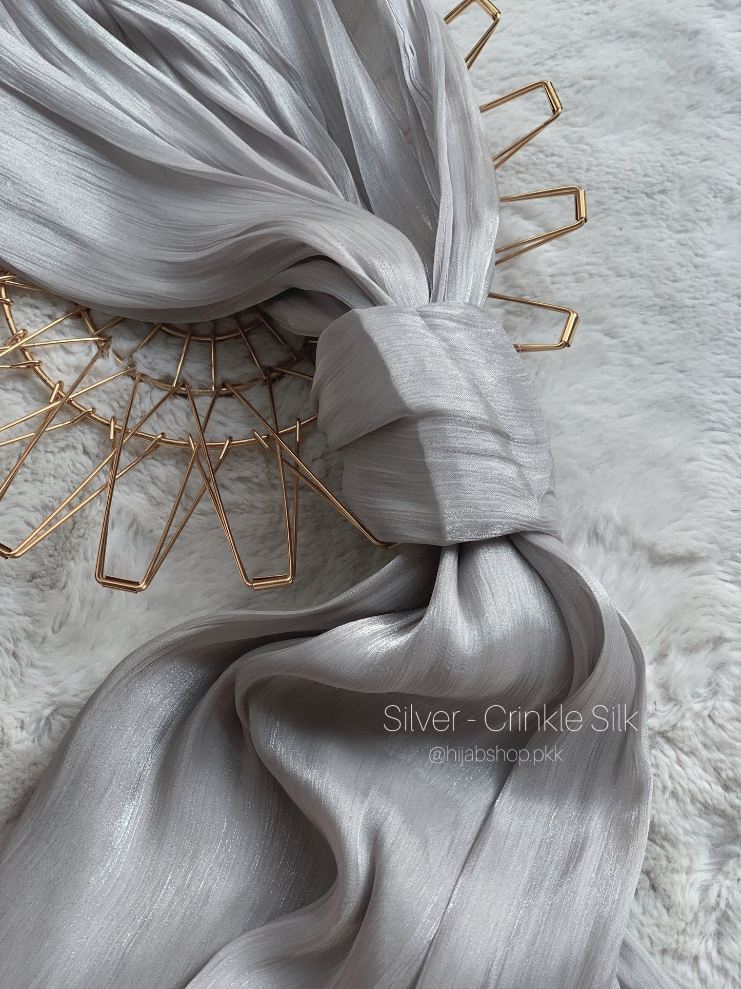 Silver - Crinkle Silk Hijab