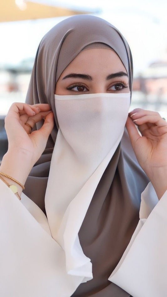White Half Niqab – Tieback