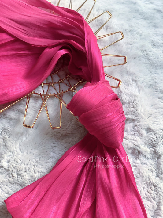 Solid Pink - Crinkle Silk Hijab