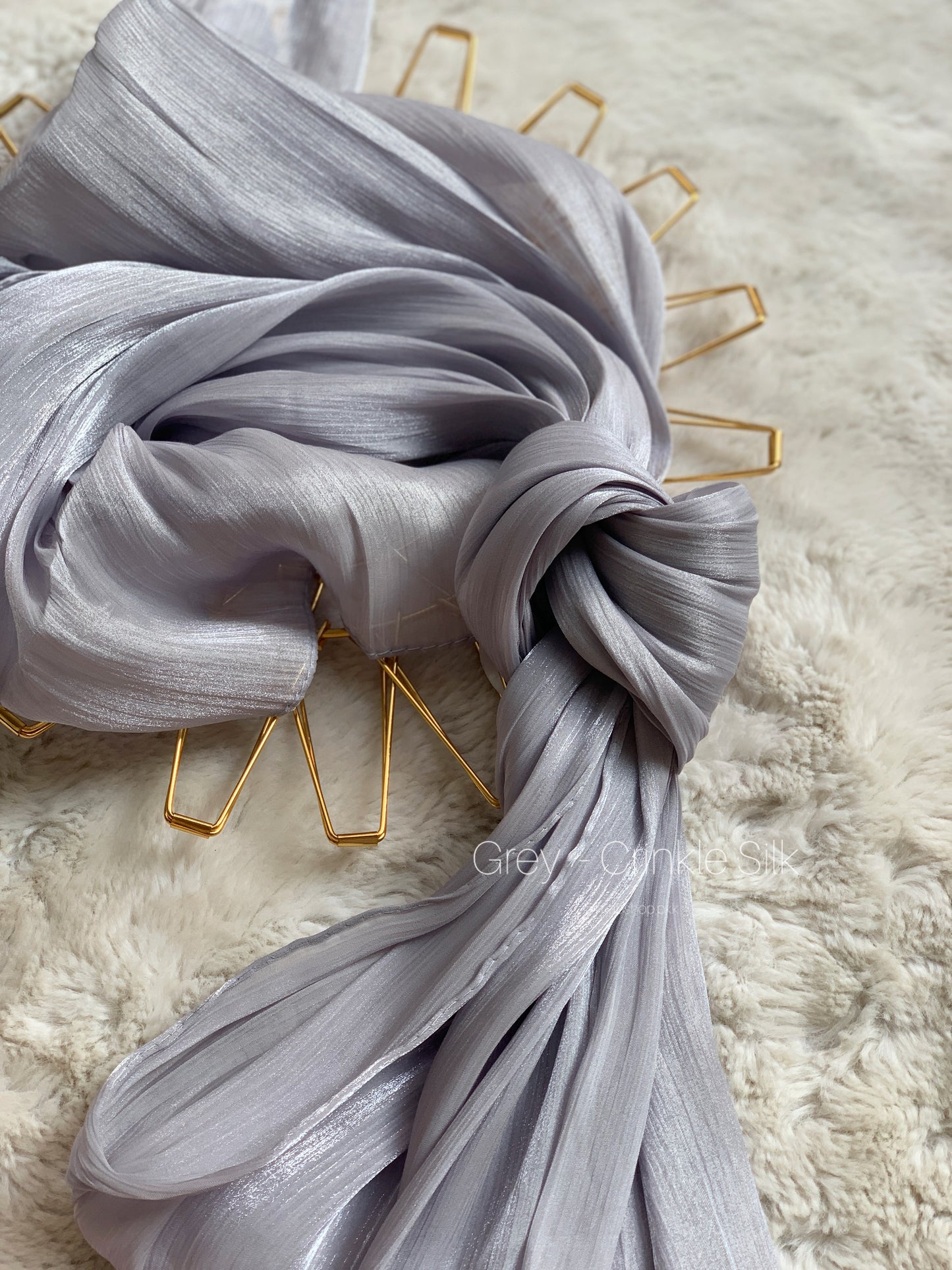 Grey - Crinkle Silk Hijab