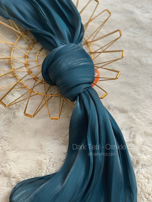 Dark Teal - Crinkle Silk Hijab