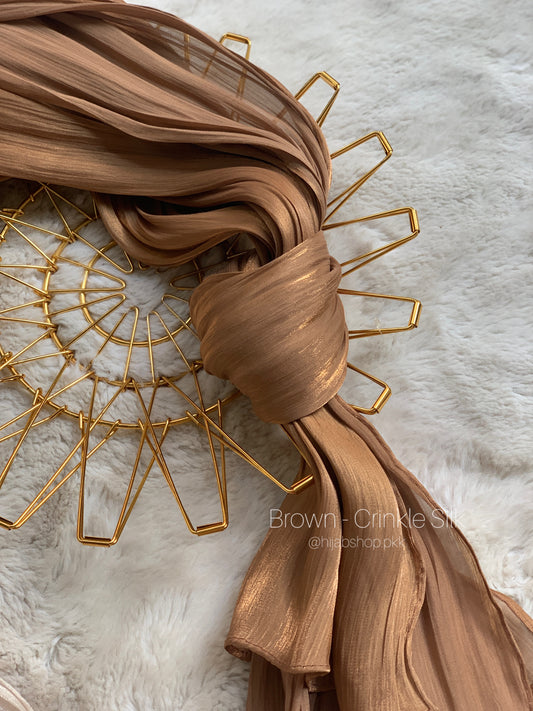 Brown - Crinkle Silk Hijab