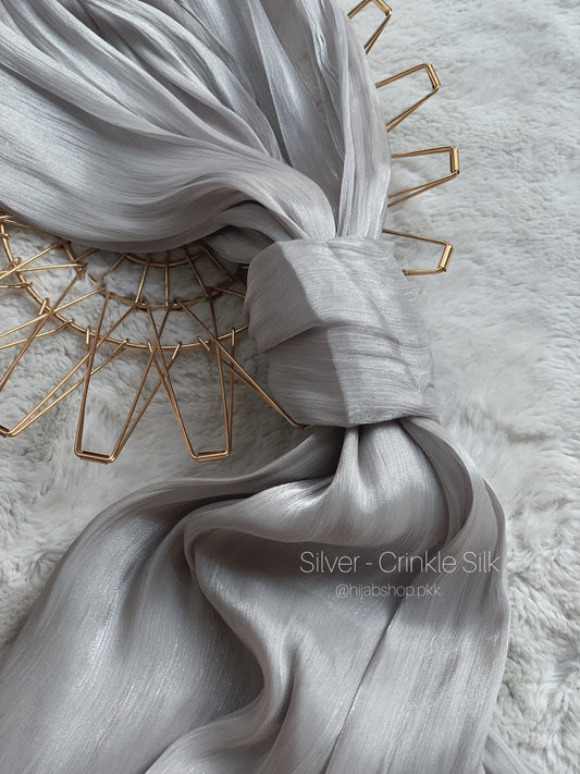 Silver - Crinkle Silk Hijab